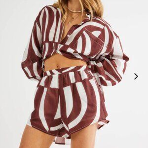 SNDYS Heather Shirt & Short Set: Swirl Brown